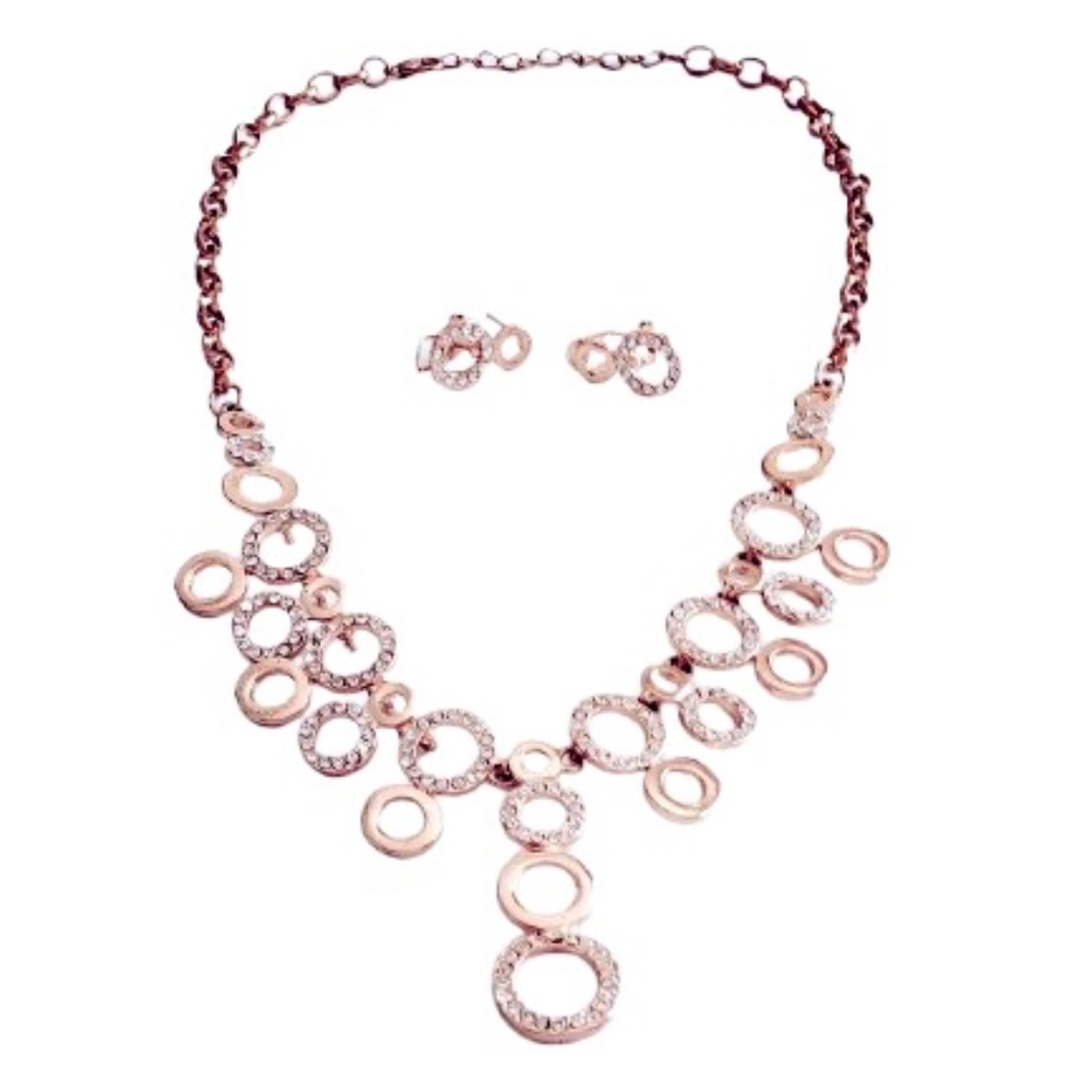 MAGIC Gold-Plated Stone-Studded Circular Designs Rhinestones Jewellery Set